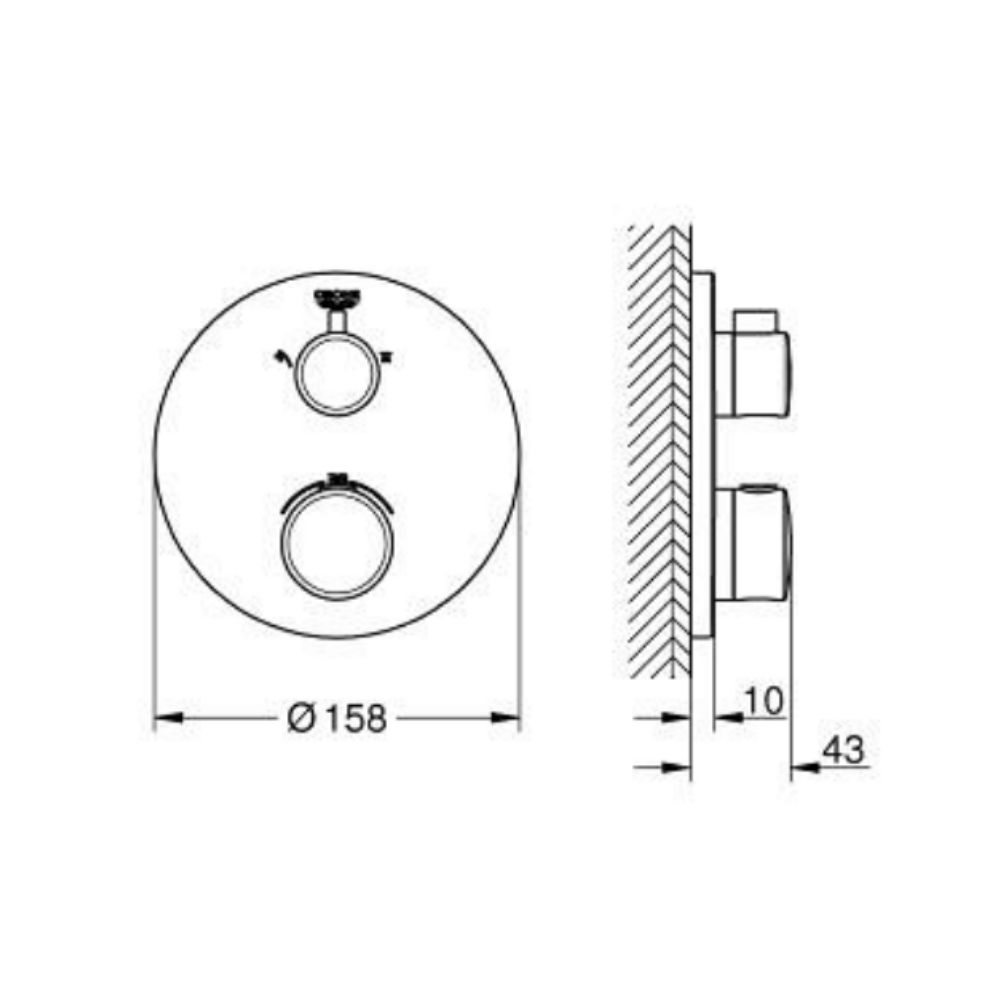 Van điều chỉnh nhiệt độ kèm chuyển hướng 2 đường nước Grohtherm GROHE 1022082430