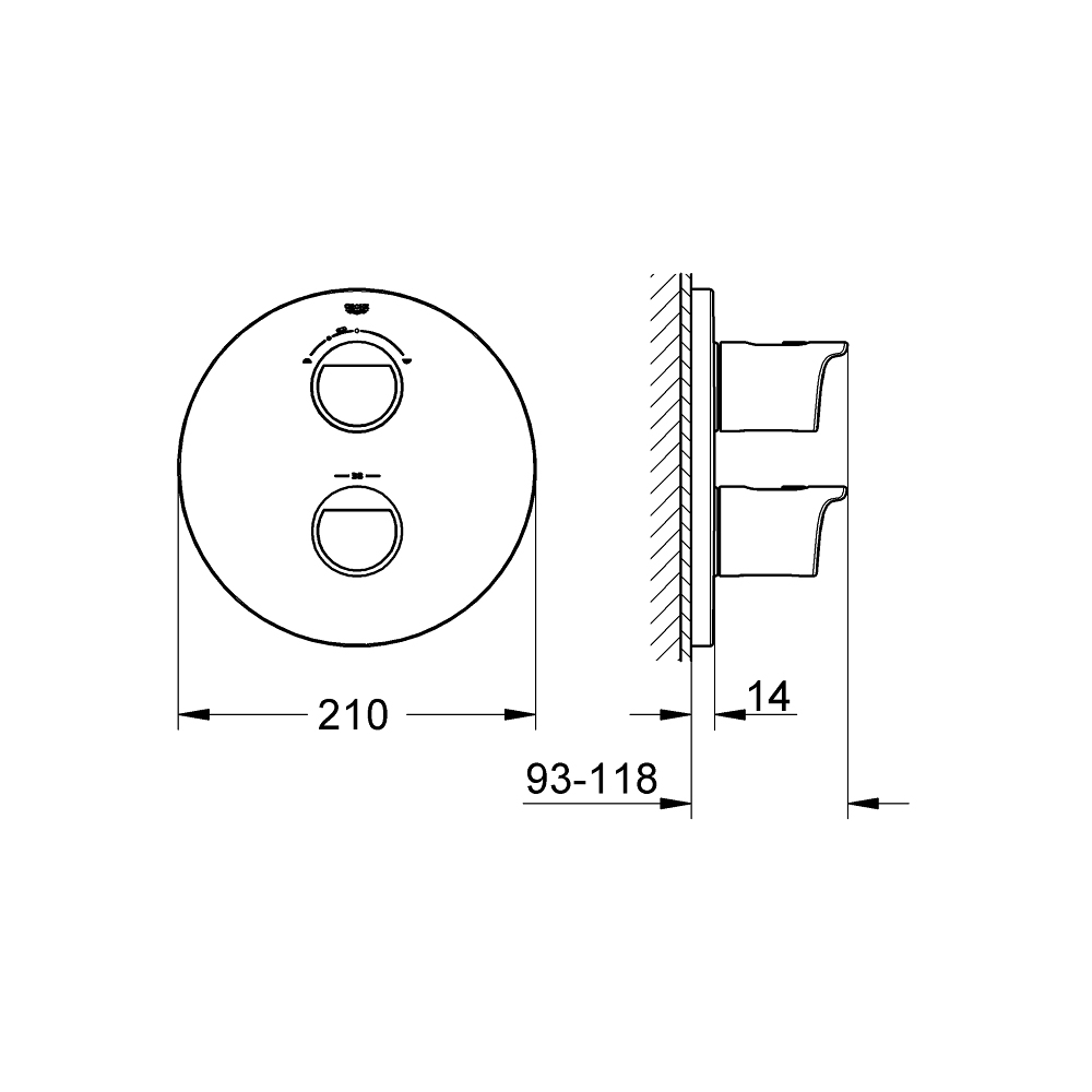 Van nhiệt độ kèm chuyển hướng 2 đường Grohtherm 2000 GROHE 19355001