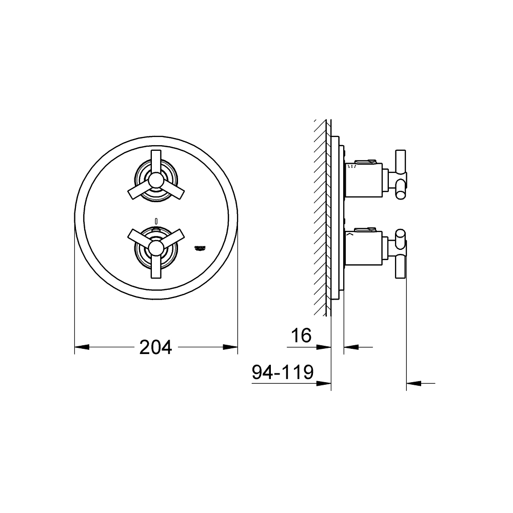 Van nhiệt độ kèm chuyển hướng 2 đường Atrio GROHE 19395000