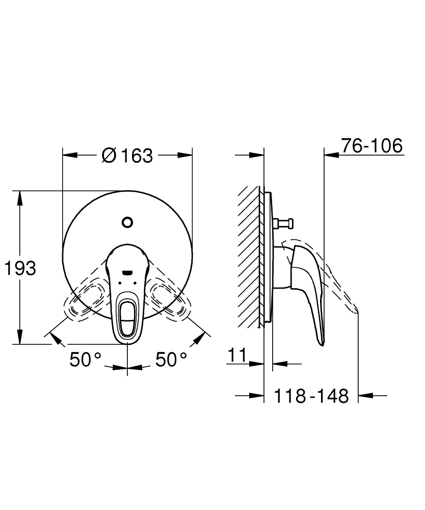 Bộ trộn sen tắm Eurostyle GROHE 19506003