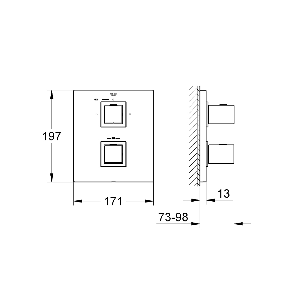 Van nhiệt độ kèm chuyển hướng 2 đường Grohtherm Cube GROHE 19958000