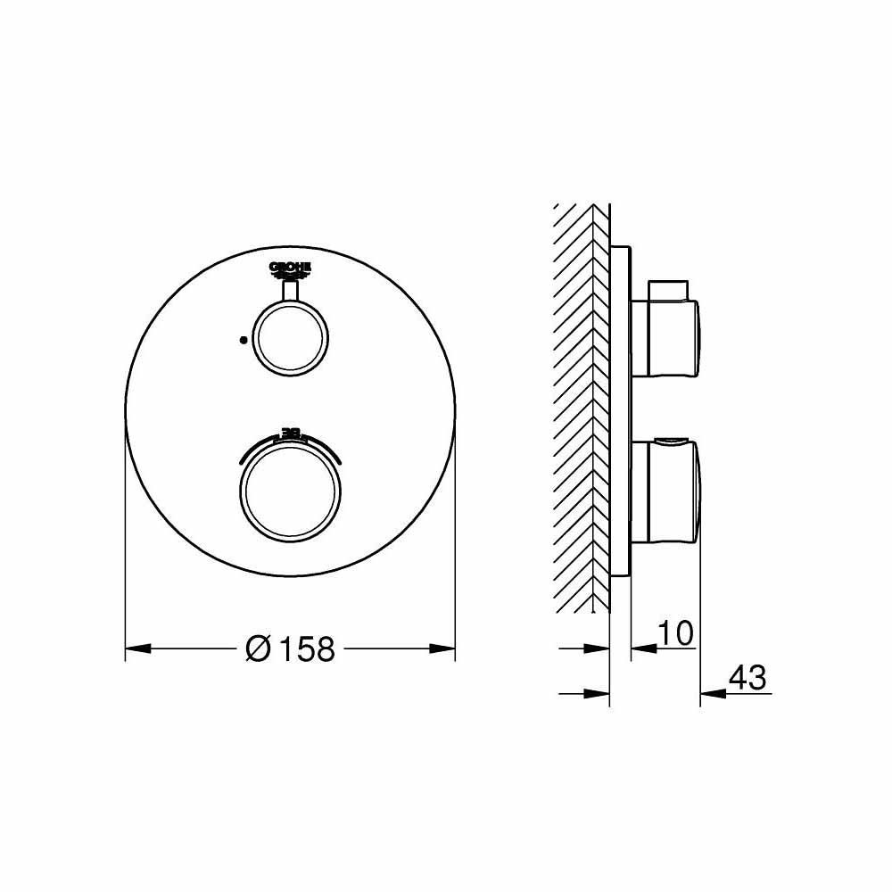 Van nhiệt độ kèm van khóa Grohtherm GROHE 24075000
