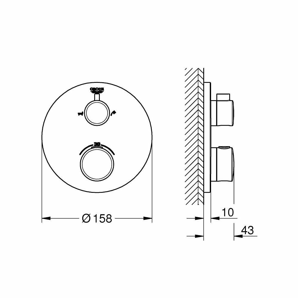 Van nhiệt độ kèm chuyển hướng 2 đường Grohtherm GROHE 24077000