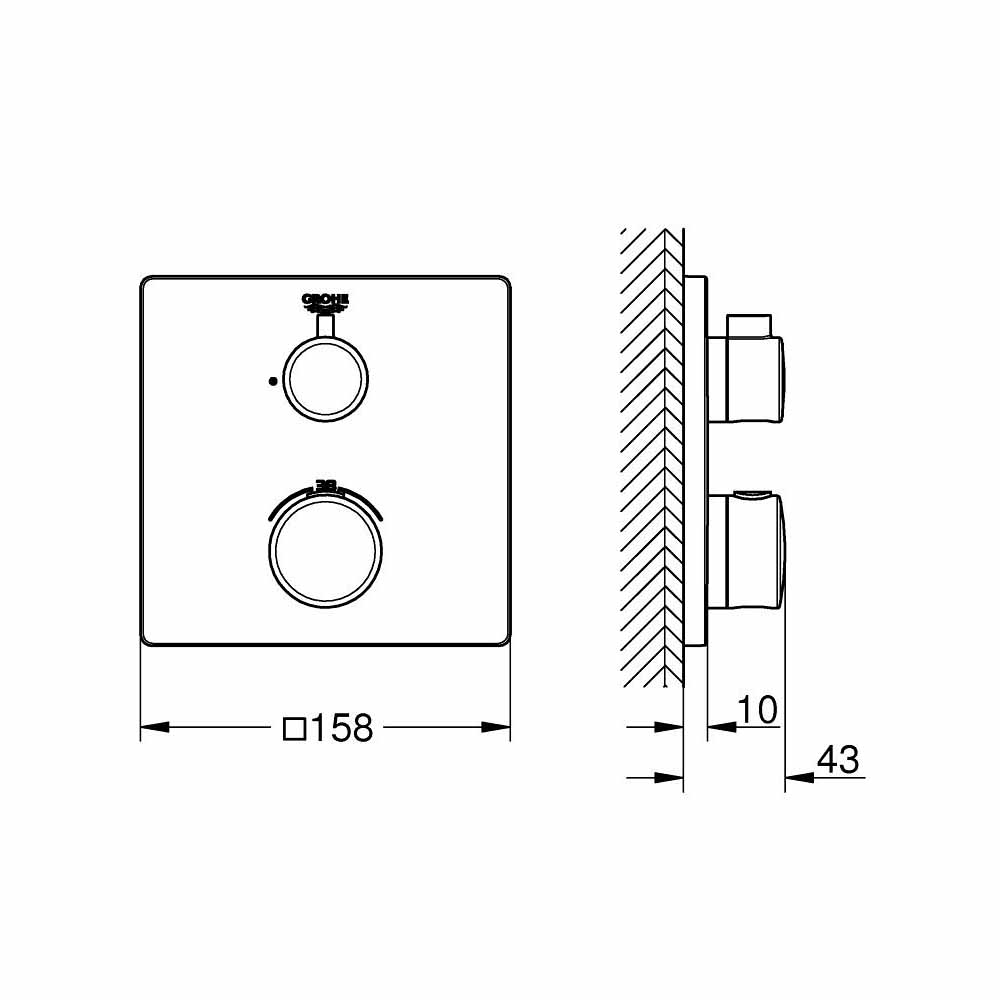 Van nhiệt độ kèm van khóa Grohtherm GROHE 24078000