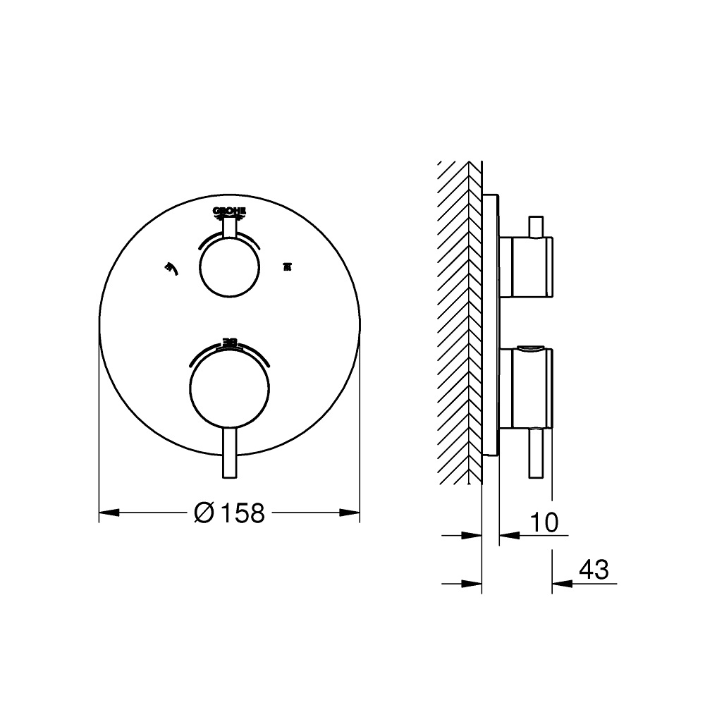 Mặt điều khiển sen tắm ổn nhiệt Grohtherm SmartControl Grohe 24135003