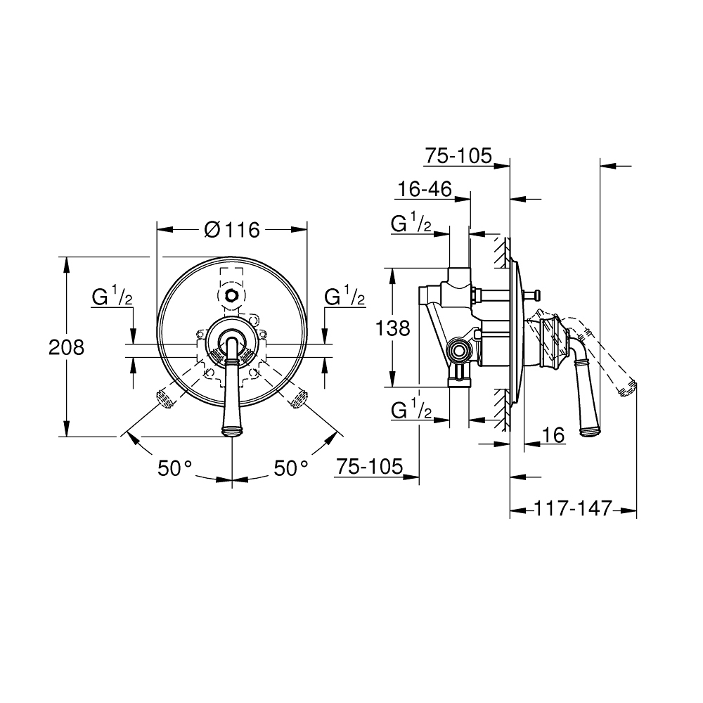 Van nóng lạnh kèm chuyển hướng 2 đường Gloucester GROHE 26360000