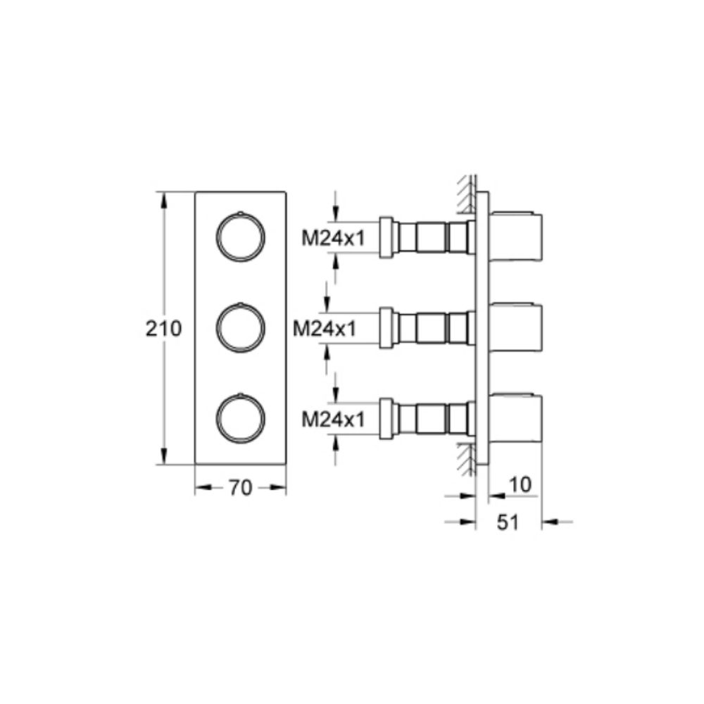 Mặt nạ bộ trộn âm Grohtherm F 3 chế độ GROHE 26880000