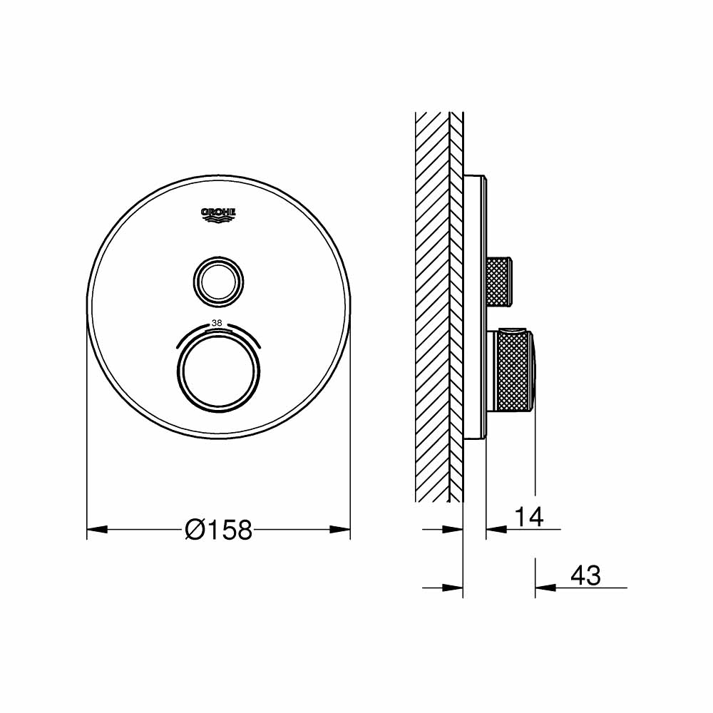 Van nhiệt độ kèm van khóa Grohtherm SmartControl GROHE 29150LS0
