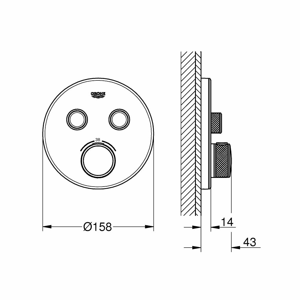Van nhiệt độ kèm chuyển hướng 2 đường Grohtherm SmartControl GROHE 29151LS0