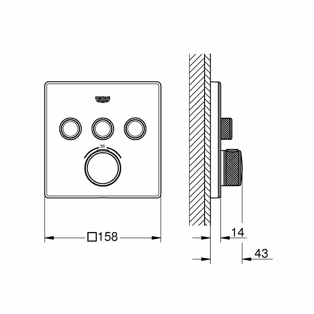 Van nhiệt độ kèm chuyển hướng 3 đường Grohtherm SmartControl GROHE 29157LS0
