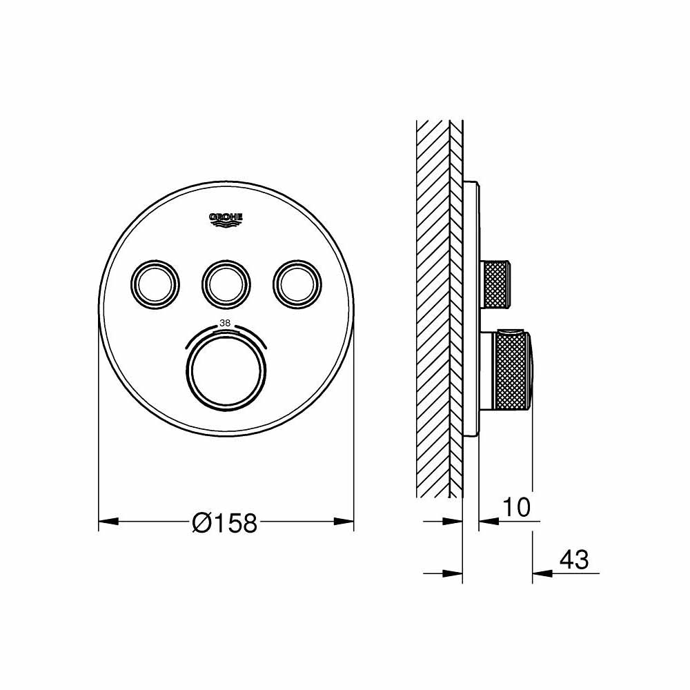 Van nhiệt độ kèm chuyển hướng 3 đường Grohtherm SmartControl GROHE 29508KF0