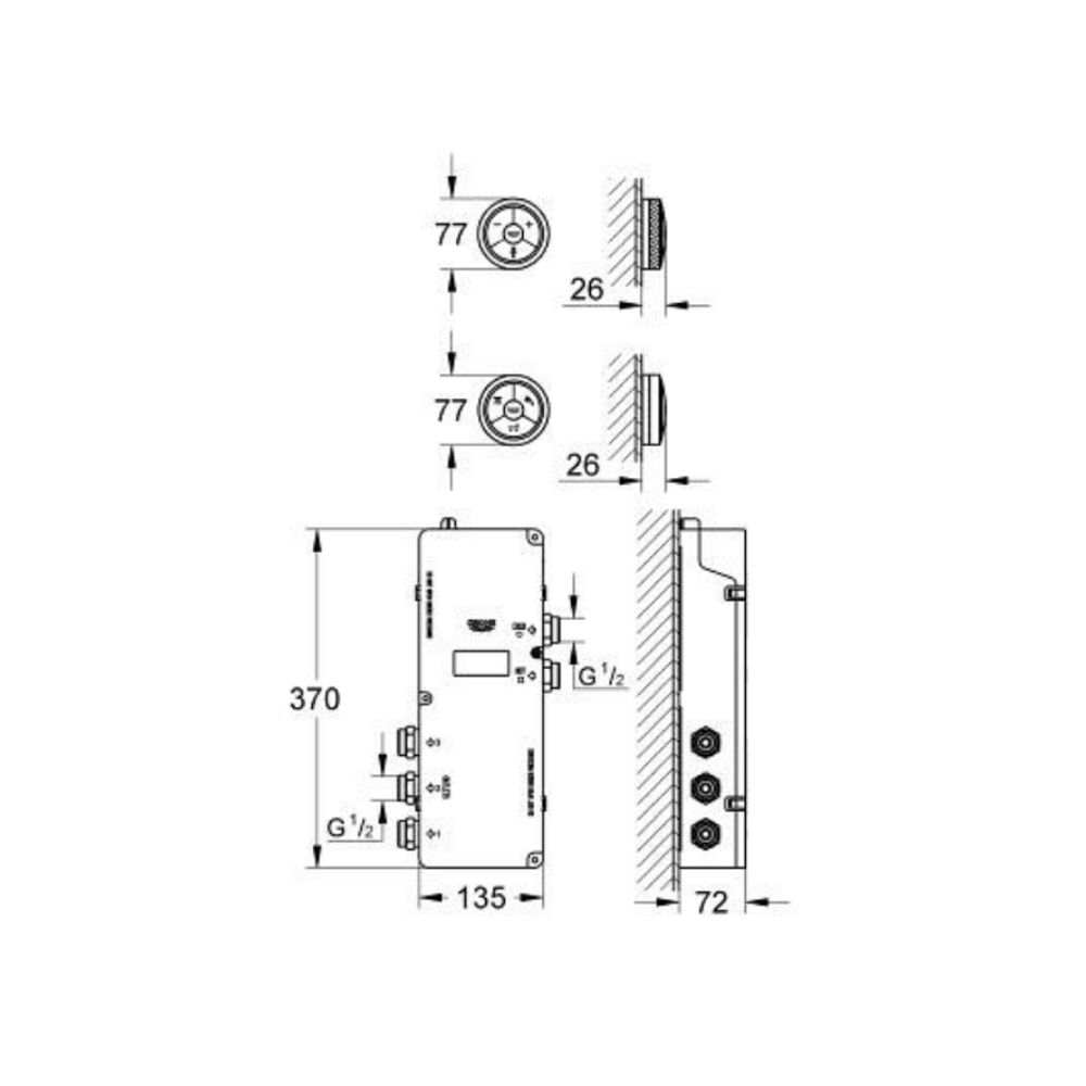 Bộ van nhiệt độ kèm chuyển hướng F-digital cho bồn tắm GROHE 36289000