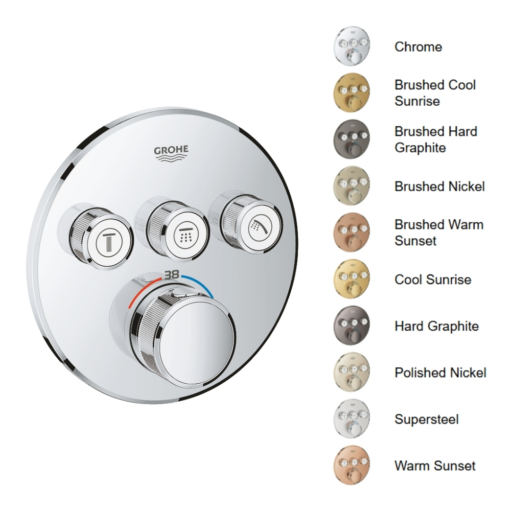 Mặt điều khiển sen tắm ổn nhiệt Grohtherm SmartControl tròn 3 chế độ GROHE 29121000