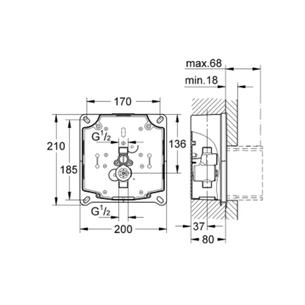Bộ van xả tiểu âm tường GROHE 38787000