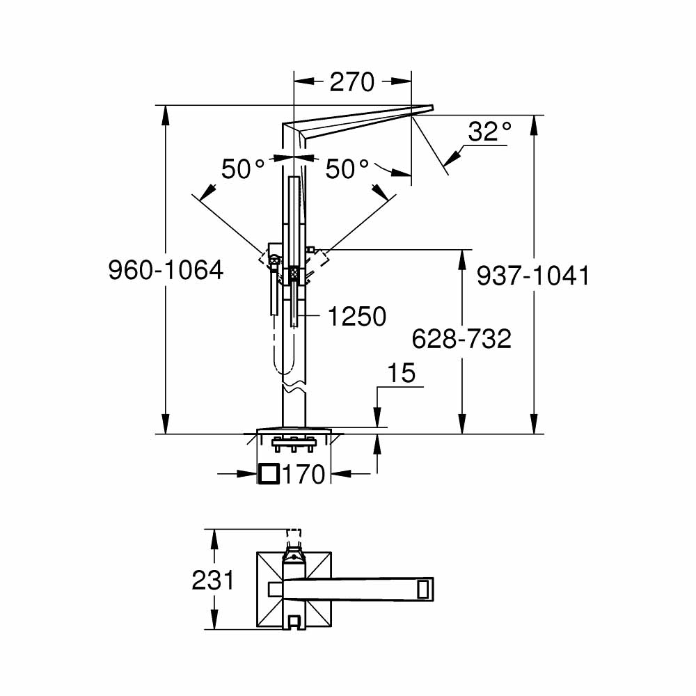 Vòi bồn tắm đặt sàn nóng lạnh Allure GROHE 23119000