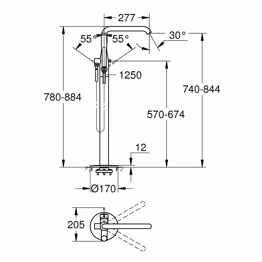 Vòi Sen Xả Bồn Grohe 23491001 Essence New