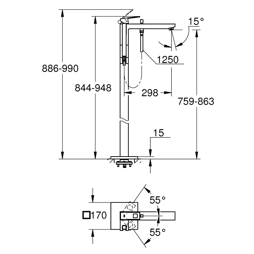 Vòi bồn tắm đặt sàn Eurocube Grohe 23672001