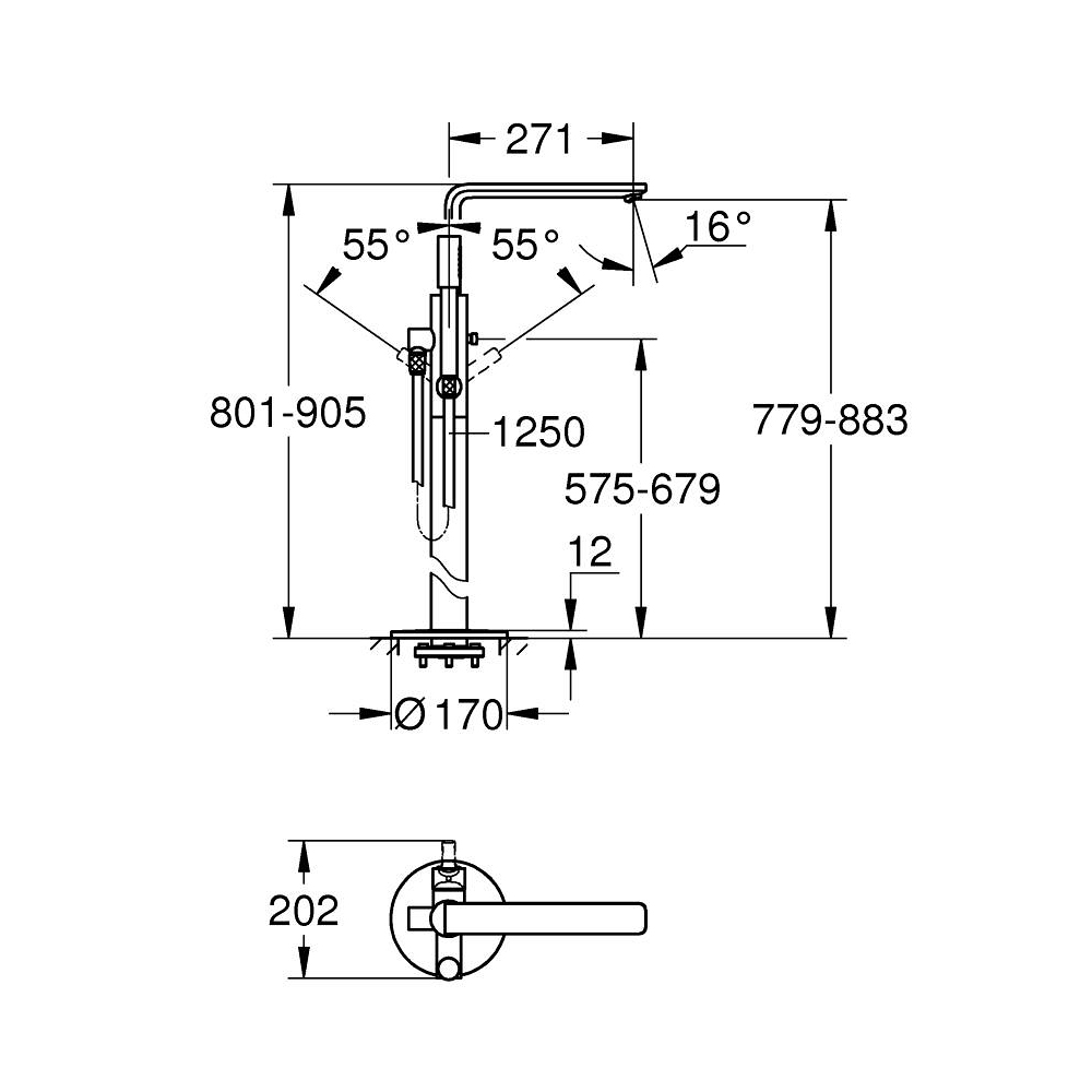 Bản vẽ kỹ thuật vòi bồn tắm Grohe 23792001