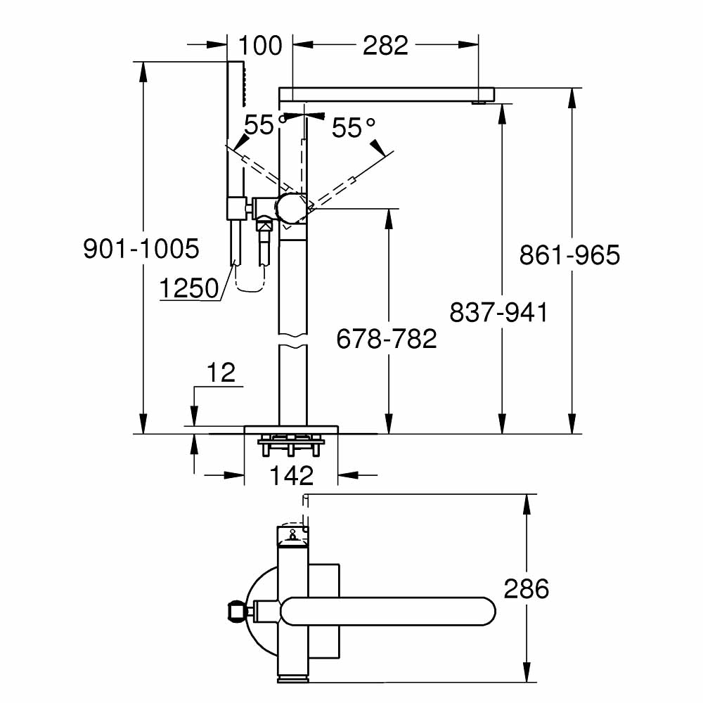 Vòi bồn tắm đặt sàn nóng lạnh Plus GROHE 23846003