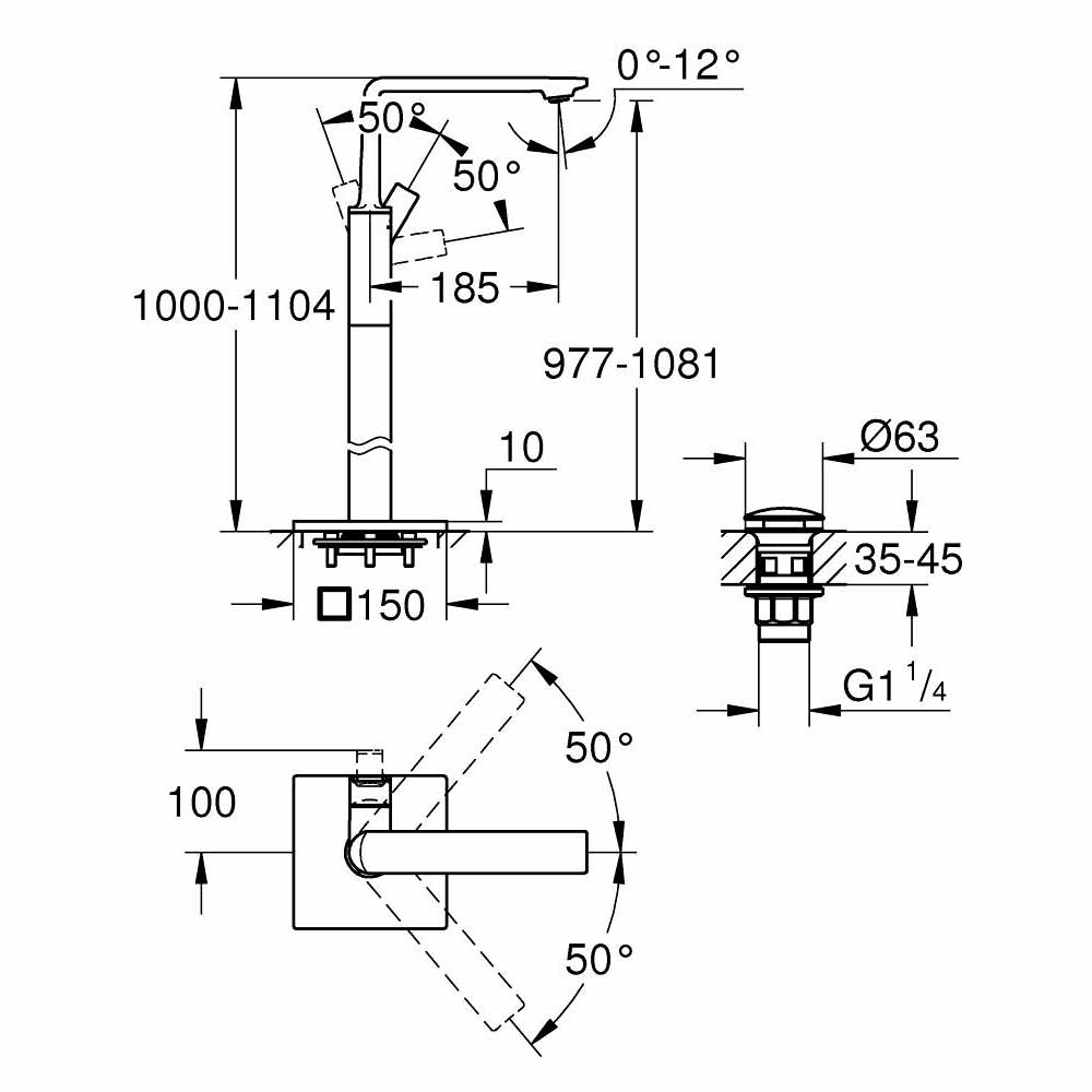 Vòi bồn tắm đặt sàn nóng lạnh Allure GROHE 23856001