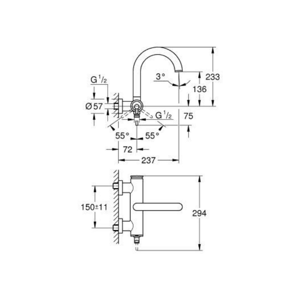 Vòi bồn tắm gắn tường Atrio GROHE 24367000