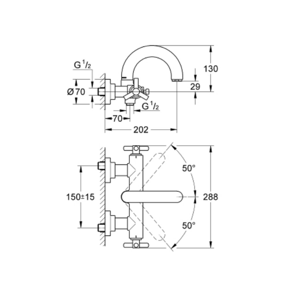 Vòi bồn tắm gắn tường Atrio GROHE 25010000