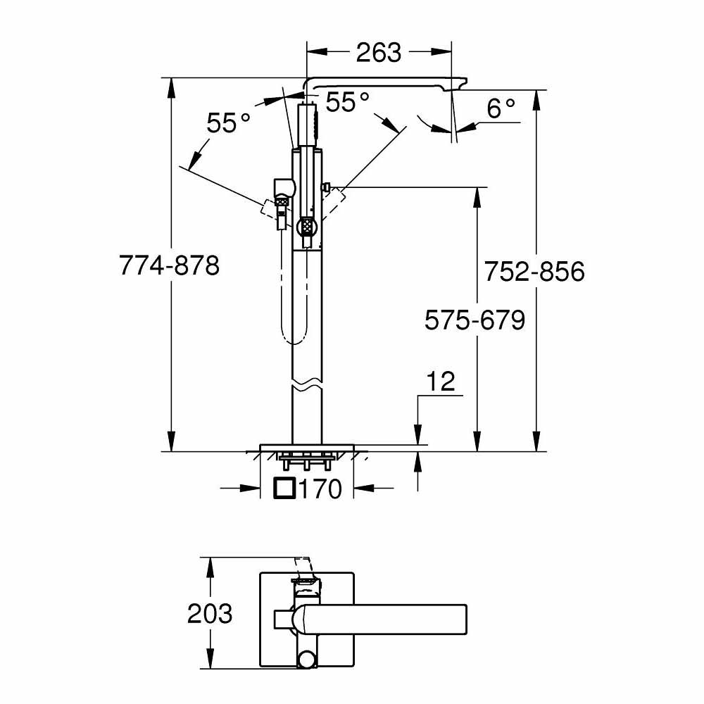 Vòi bồn tắm đặt sàn nóng lạnh Allure GROHE 25222001
