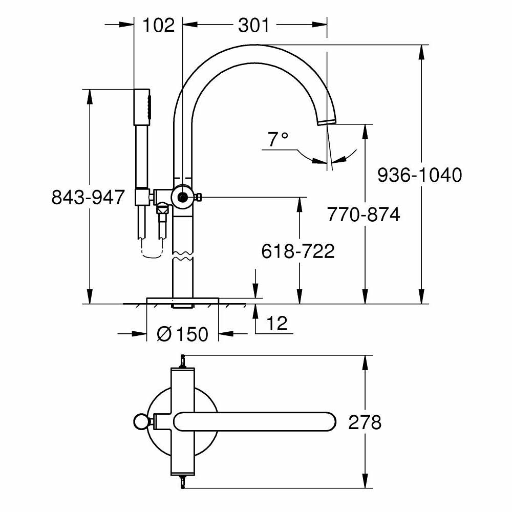 Vòi bồn tắm đặt sàn nóng lạnh Atrio GROHE 25227000