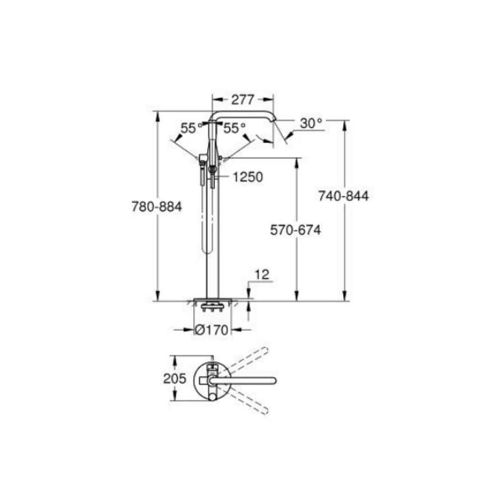 Vòi xả bồn tắm đặt sàn nóng lạnh Essence GROHE 25248KF1