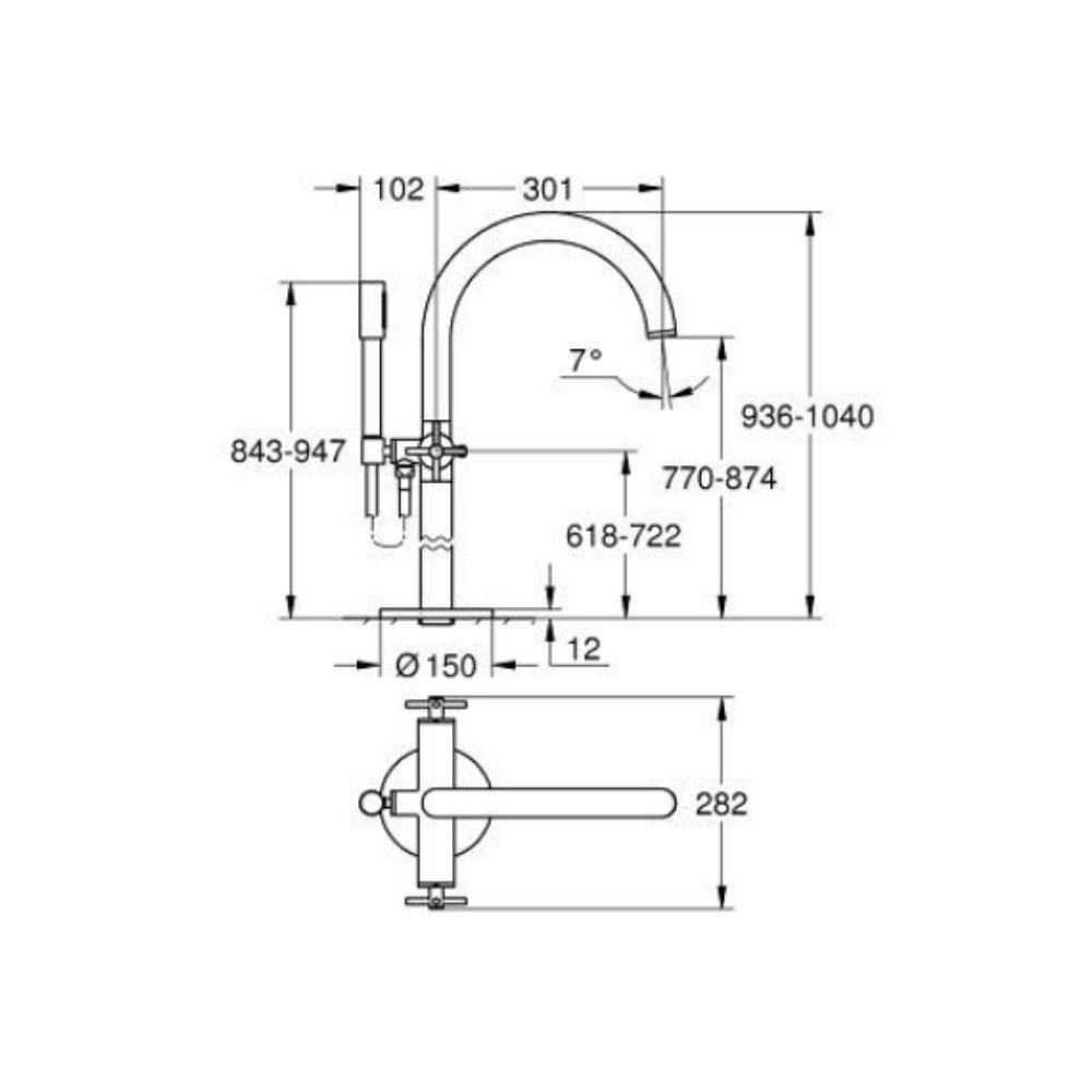 Vòi bồn tắm đặt sàn nóng lạnh Atrio GROHE 25272000
