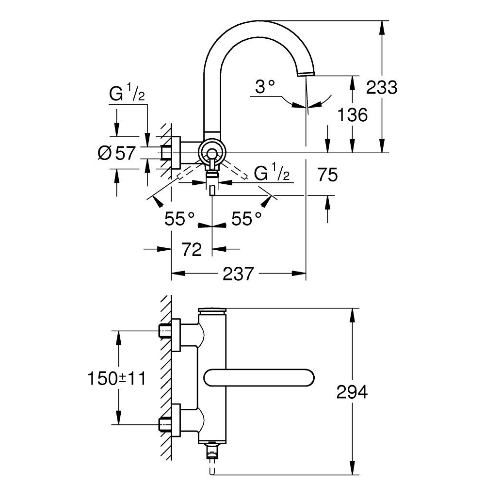 Vòi bồn tắm gắn tường Atrio GROHE 32652003
