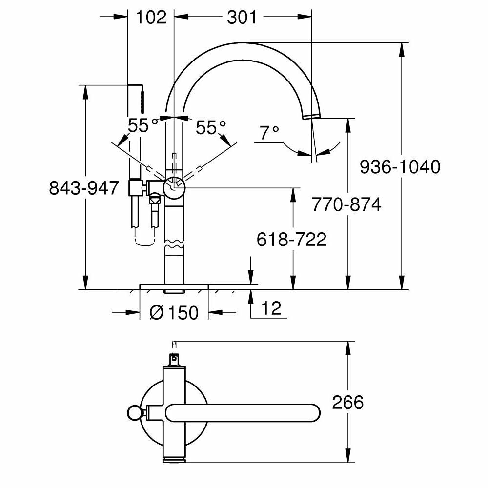 Vòi bồn tắm đặt sàn Atrio Grohe 32653003