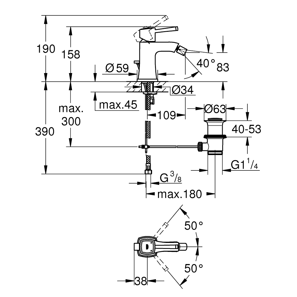 Vòi bồn tiểu nữ nóng lạnh Grandera GROHE 23315000