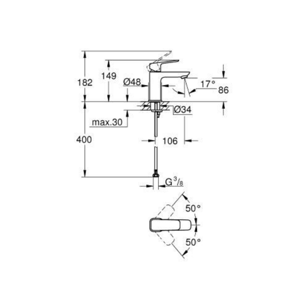 Vòi chậu nóng lạnh Cubeo S-size GROHE 1016990000