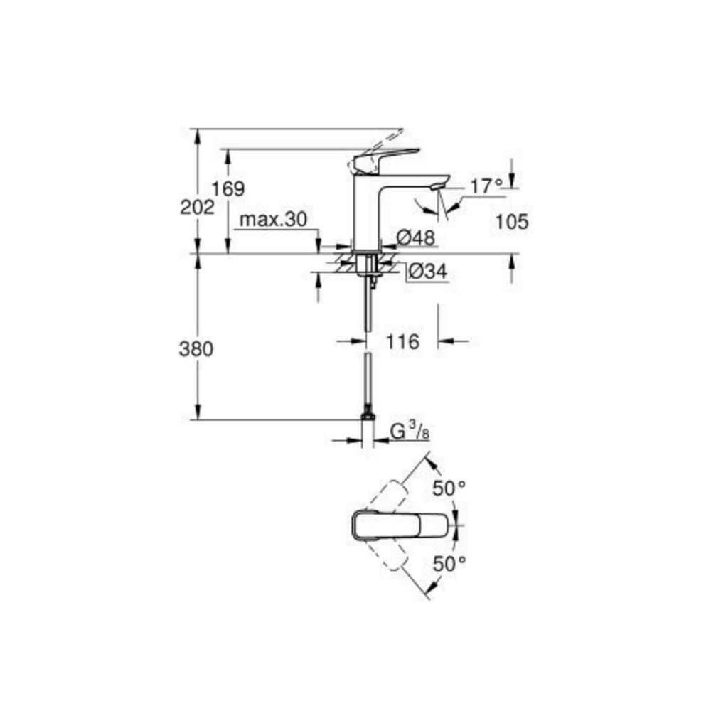 Vòi chậu nóng lạnh Cubeo M-size GROHE 1017550000