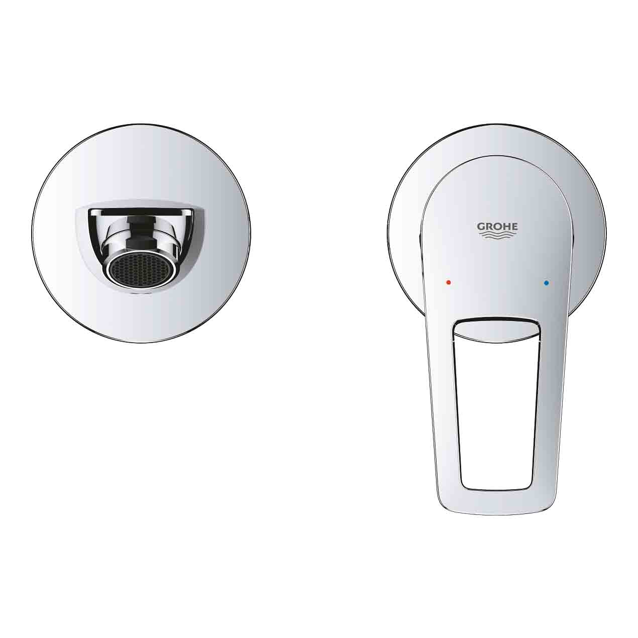 Vòi chậu gắn tường nóng lạnh 2 lỗ BauLoop GROHE 20289001