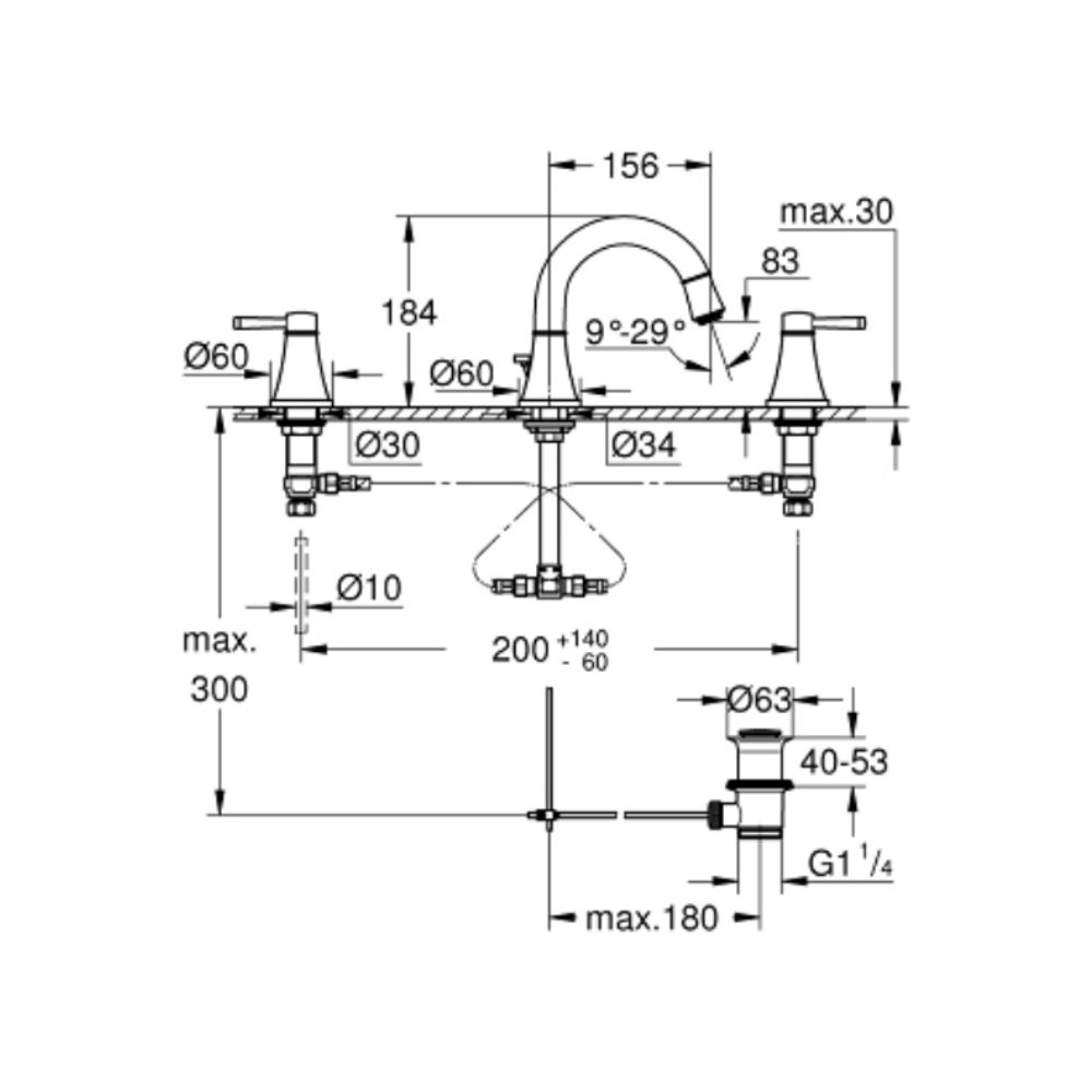 Vòi chậu nóng lạnh 3 lỗ Grandera M-size GROHE 20624IG0