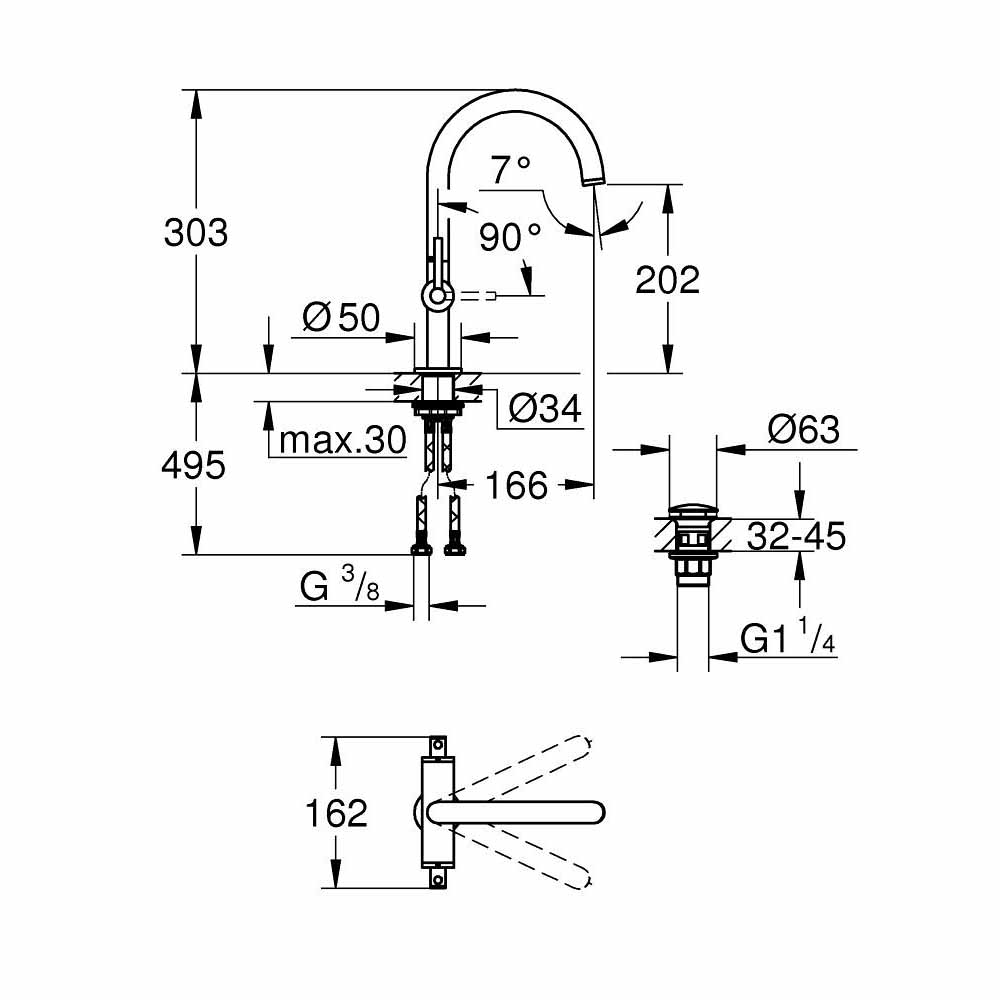 Vòi chậu nóng lạnh Atrio GROHE 21022003