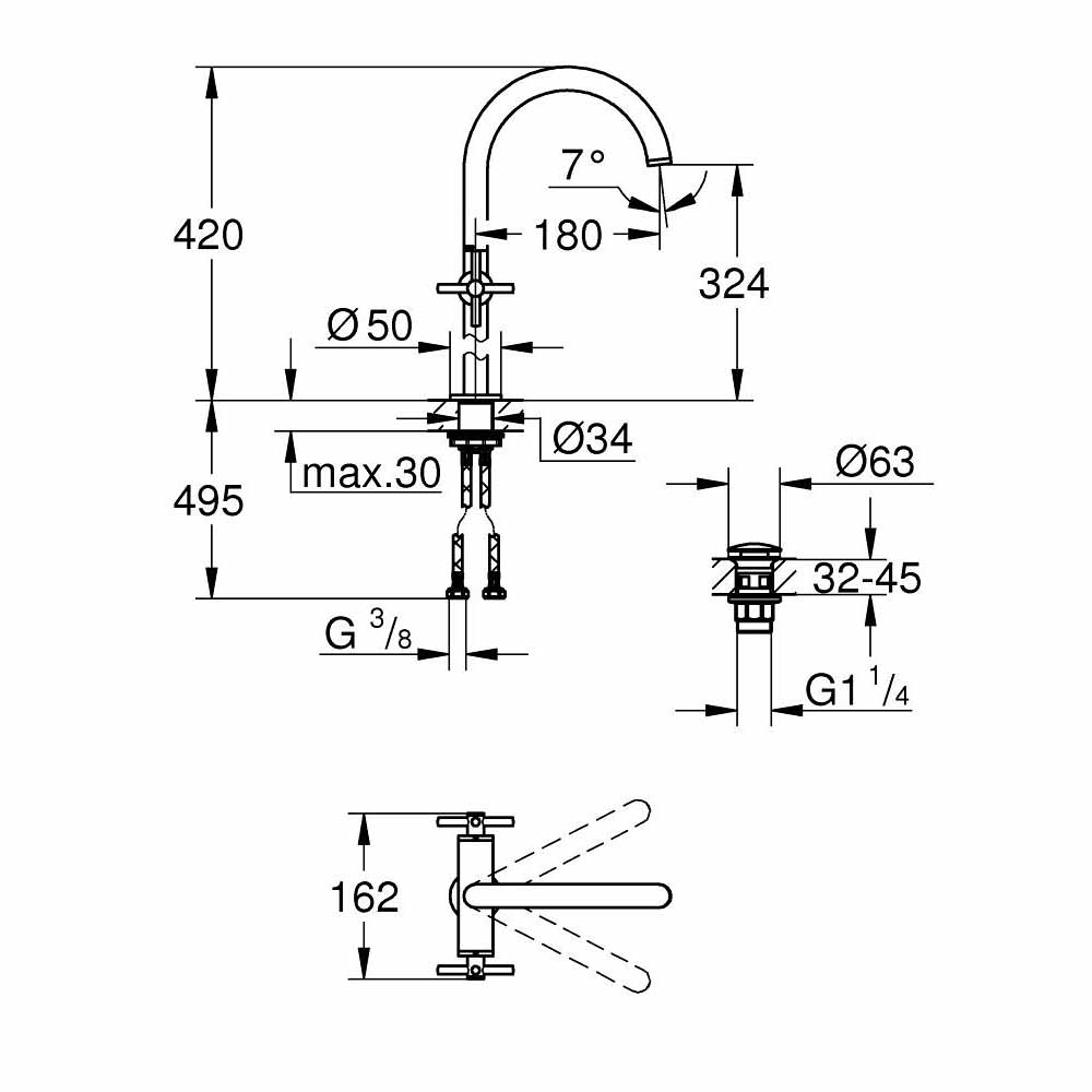 Vòi chậu nóng lạnh Atrio GROHE 21044003