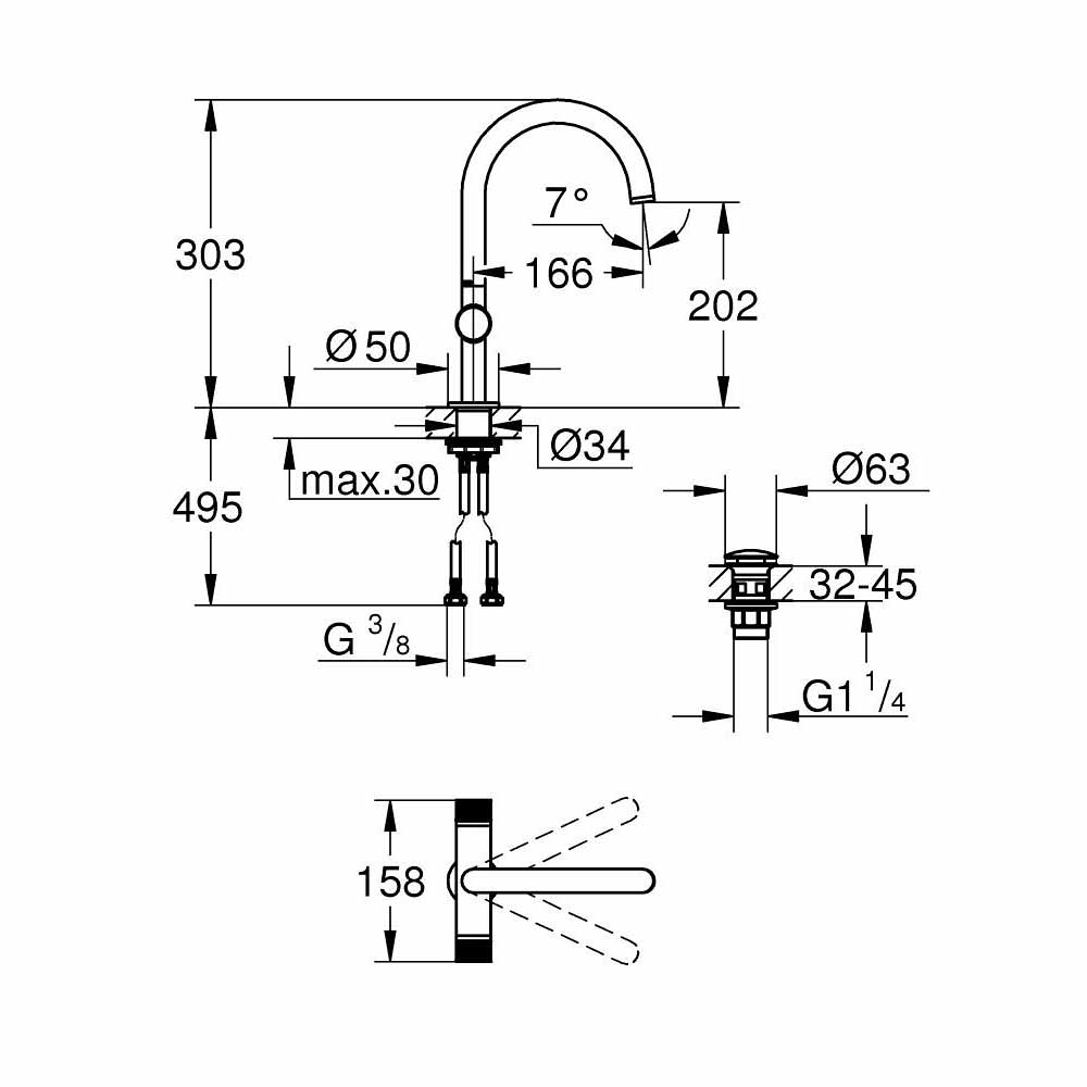 Vòi chậu nóng lạnh Atrio GROHE 21138DA0