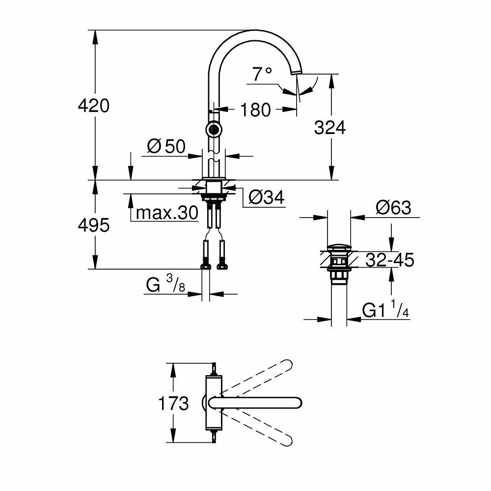 Vòi chậu nóng lạnh Atrio GROHE  21140000