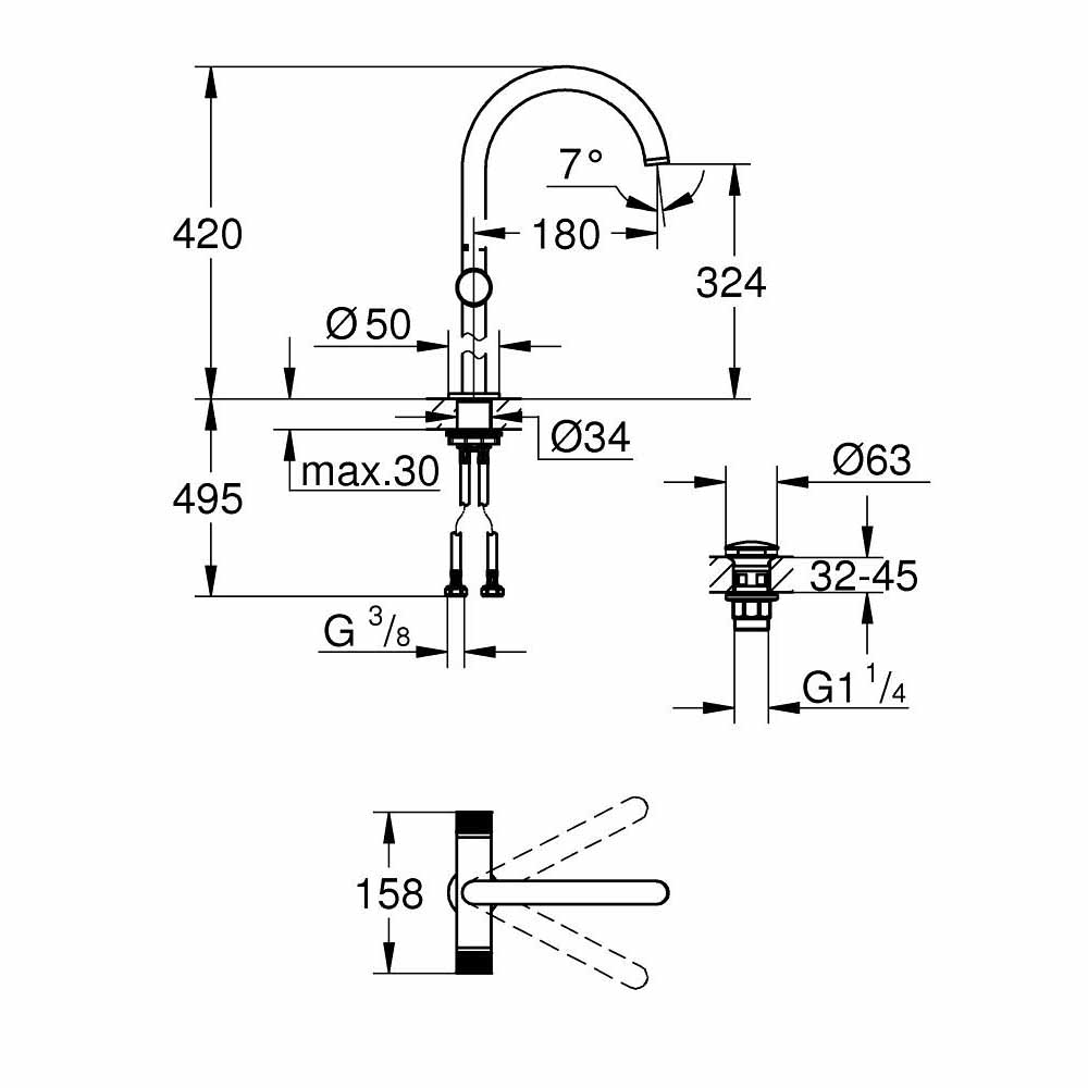 Vòi chậu nóng lạnh Atrio GROHE 21142000