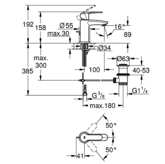 Vòi chậu nóng lạnh Eurostyle Cosmo S-Size Grohe 23037002