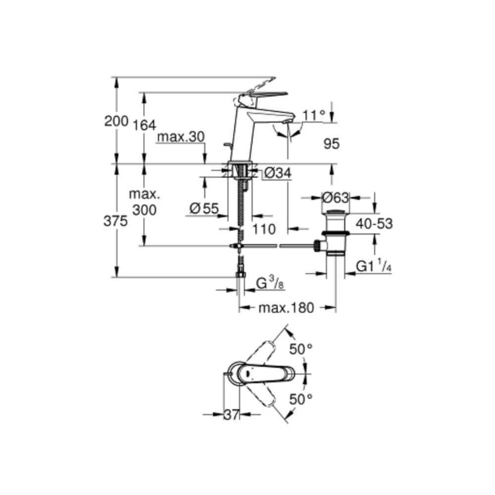 Vòi chậu nóng lạnh Eurodisc Cosmopolitan S-size GROHE 23049002