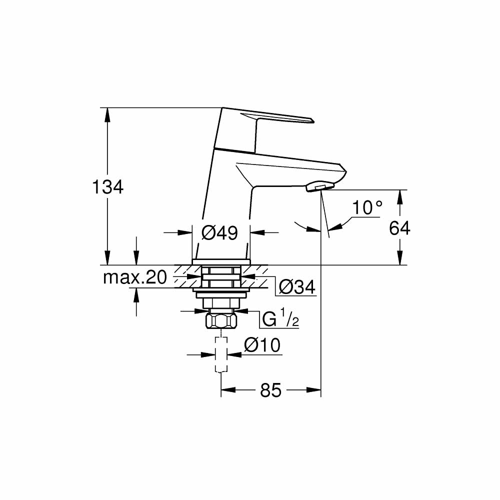 Vòi chậu nóng lạnh Eurodisc Cosmopolitan GROHE 23051002