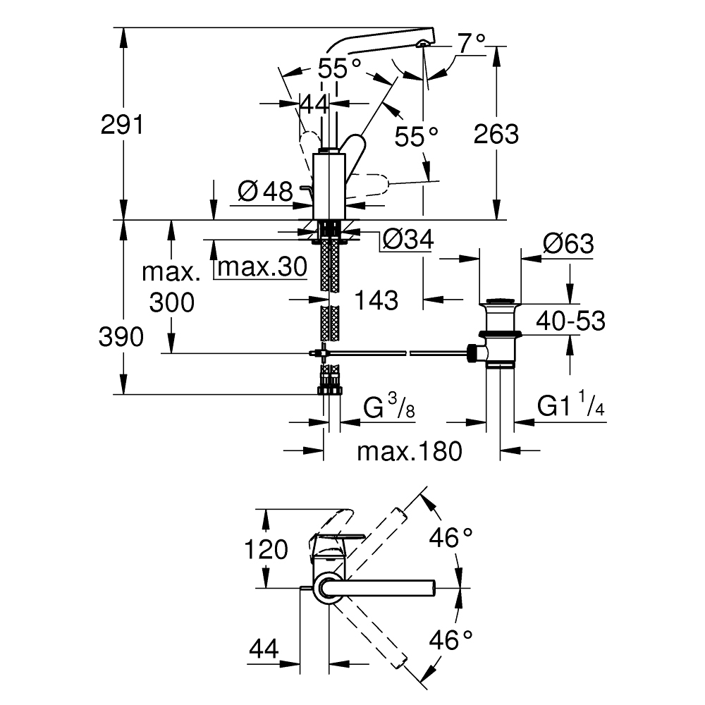 Vòi chậu nóng lạnh Eurodisc Cosmopolitan GROHE 23054002
