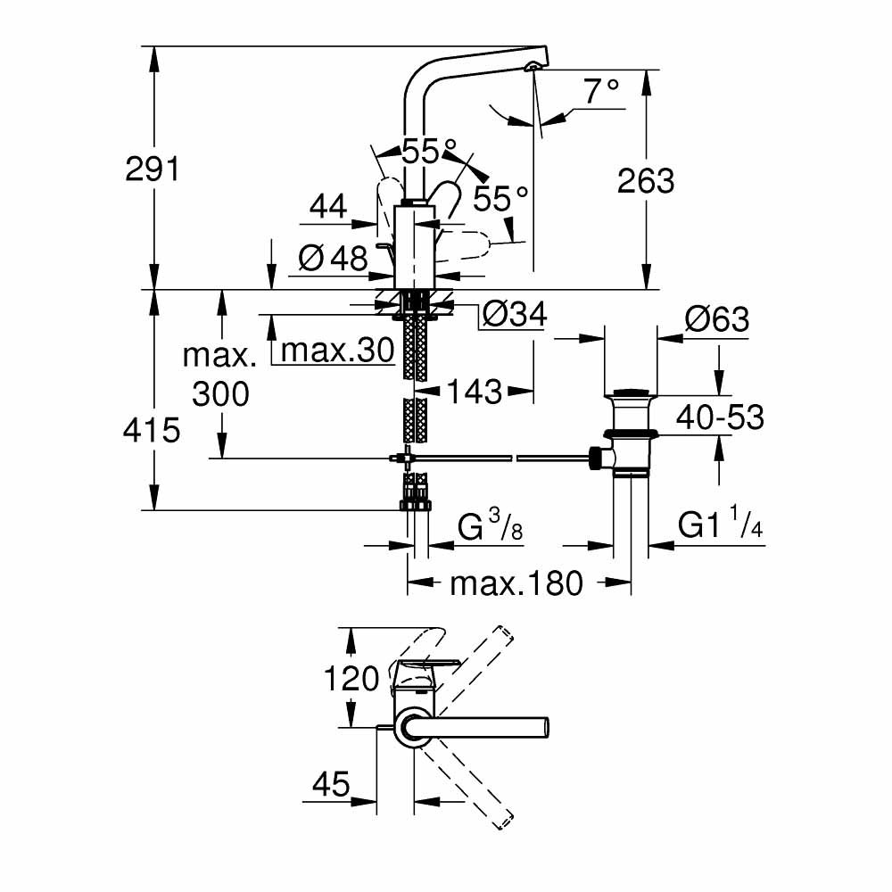 Vòi chậu nóng lạnh Eurodisc Cosmopolitan GROHE 23054003