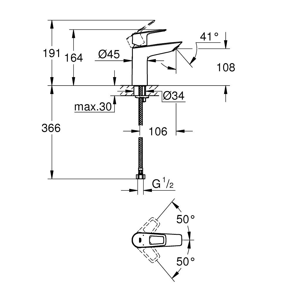Vòi chậu nóng lạnh BauLoop GROHE 23091001