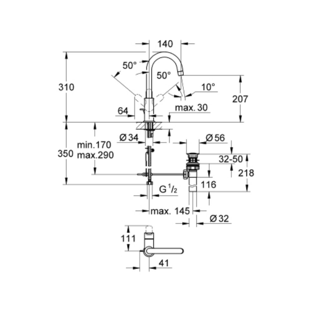 Vòi chậu BauEdge L-size GROHE 23093000