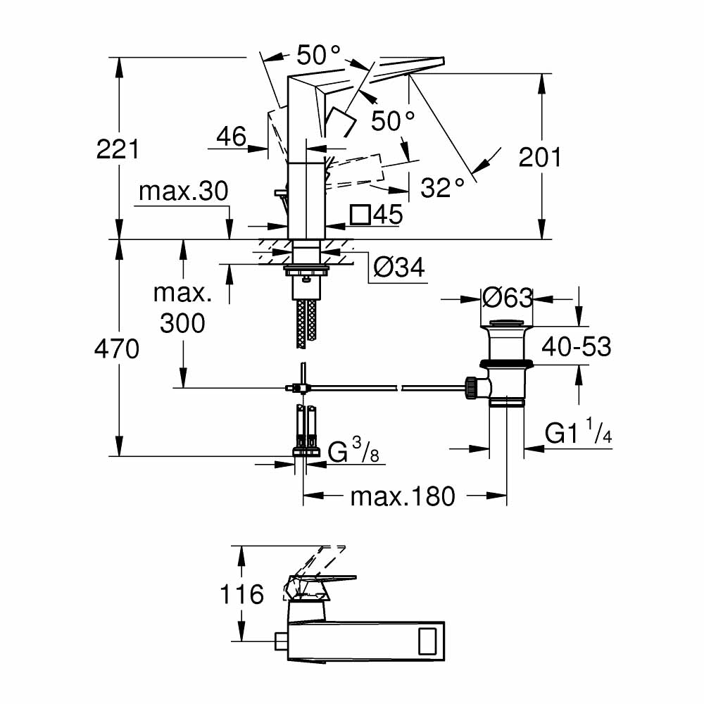 Vòi chậu nóng lạnh Allure GROHE 23109000